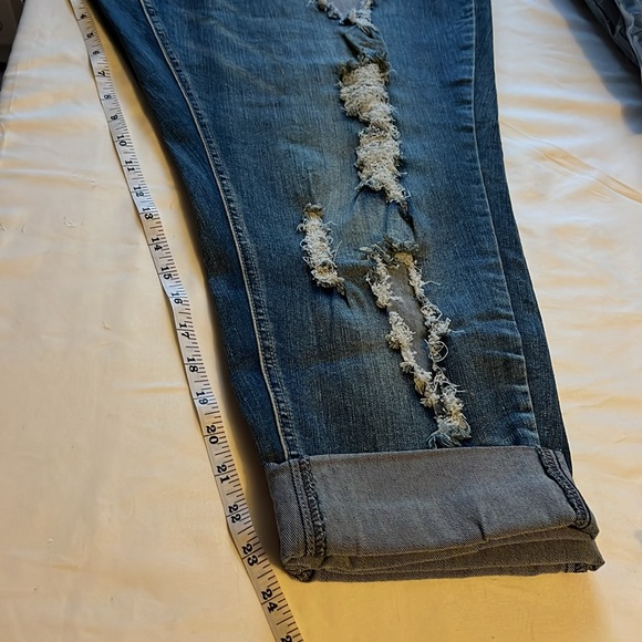 ELITE JEANS Women's MID-RISE Destroyed Denim Skinny Jeggins BLUE JEANS Sz 23/24 - Picture 11 of 11